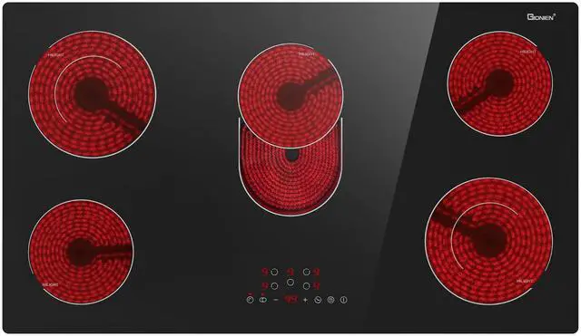 Main image of Electric Cooktop 36 Inch 5 Burners,220~240V,Built in Electric Stove Top,8400W Radiant Ceramic Cooktop with Hardwired,Touch Control,Child Lock,Dual-Ring Heating,Expandable Zones