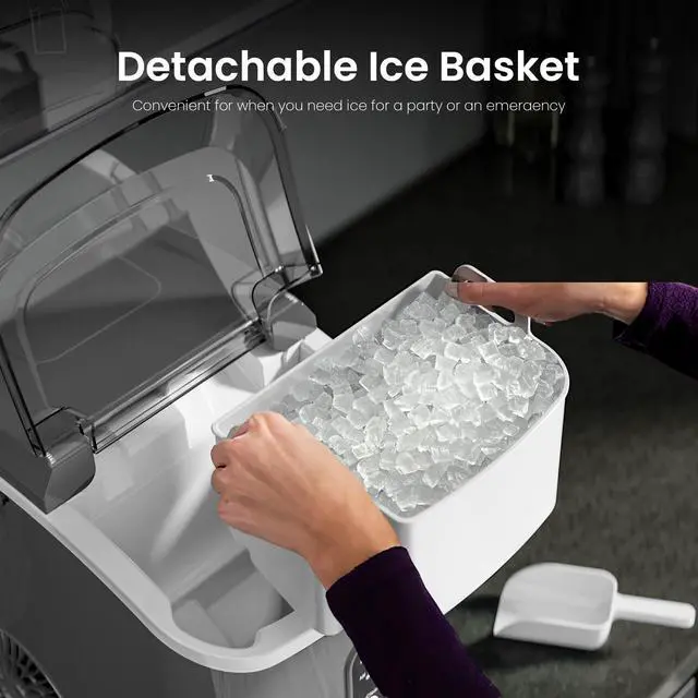 Alt view image 5 of 7 - Nugget Ice Makers Countertop,35Lbs/24H,Portable Ice Machine with Crushed Ice,Self-Cleaning Function,One-Click Operation for Home/Office(Grey)