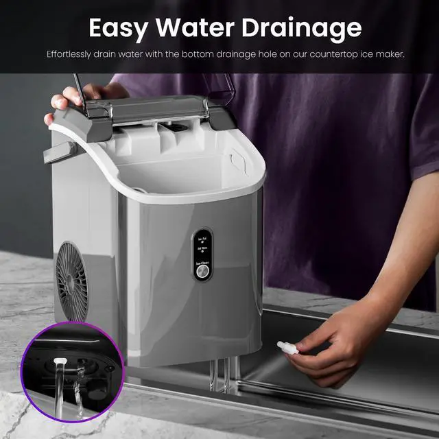 Alt view image 6 of 7 - Nugget Ice Makers Countertop,35Lbs/24H,Portable Ice Machine with Crushed Ice,Self-Cleaning Function,One-Click Operation for Home/Office(Grey)