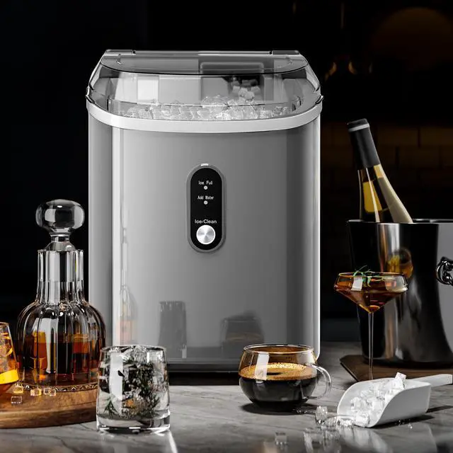 Alt view image 7 of 7 - Nugget Ice Makers Countertop,35Lbs/24H,Portable Ice Machine with Crushed Ice,Self-Cleaning Function,One-Click Operation for Home/Office(Grey)
