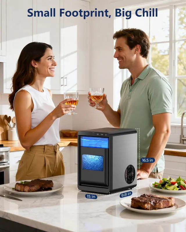 Alt view image 4 of 7 - Nugget Ice Maker Countertop: 44Lbs/24H - Self-Cleaning Ice Machine with Removable Tank & Ice Basket for Home, Kitchen, Office