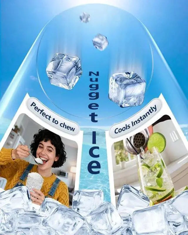 Alt view image 6 of 7 - Nugget Ice Maker Countertop: 44Lbs/24H - Self-Cleaning Ice Machine with Removable Tank & Ice Basket for Home, Kitchen, Office