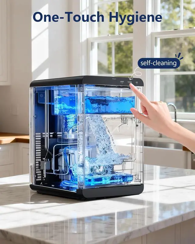 Alt view image 5 of 7 - Nugget Ice Maker Countertop: 44Lbs/24H - Self-Cleaning Ice Machine with Removable Tank & Ice Basket for Home, Kitchen, Office