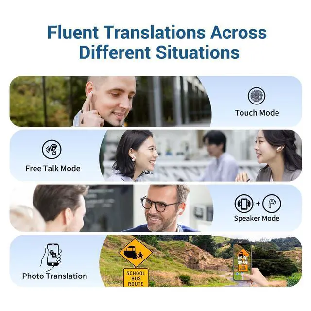 Alt view image 4 of 7 - M3 AI Translation Earbuds Real Time, Language Translator Device in 144 Languages, 3-in-1 Offline Two-Way Audífonos Traductores, Live Translate Headphones, No Subscription Required (White)