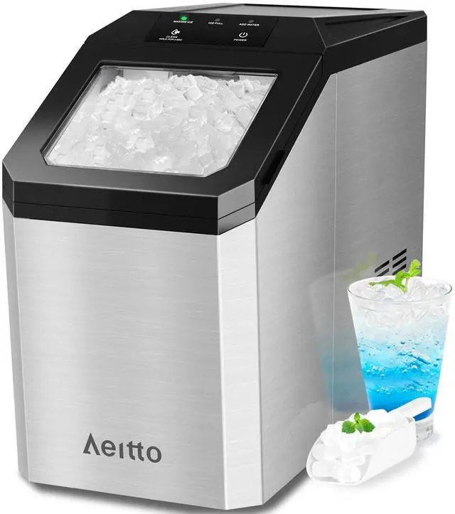 Main image of Nugget Ice Maker Countertop, 55lbs/24H Ice Machine with 3.6L Water Tank&3.2Lbs Ice Basket, Self-Cleaning Pebble Ice Maker with Stainless Steel Housing for Home Office and Party, Silver