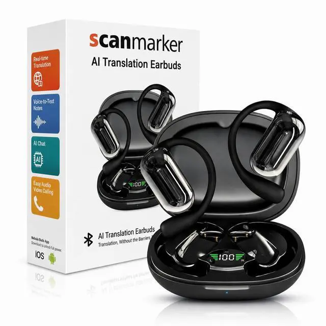 Main image of AI Translation Earbuds Real Time | 144+ Languages with 60H Playtime for iOS & Android | Language Translator Earbuds with Noise Cancellation | Translating Headphones for Business & Learning Languages