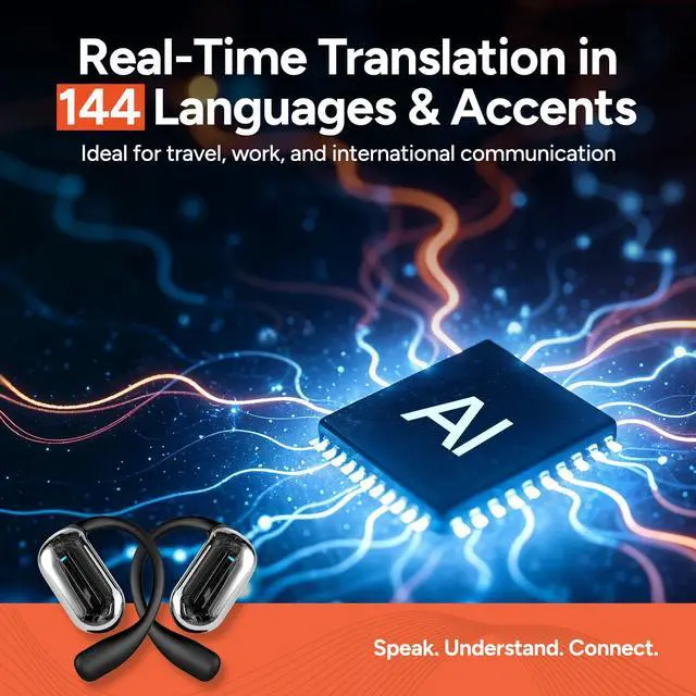Alt view image 2 of 7 - AI Translation Earbuds Real Time | 144+ Languages with 60H Playtime for iOS & Android | Language Translator Earbuds with Noise Cancellation | Translating Headphones for Business & Learning Languages