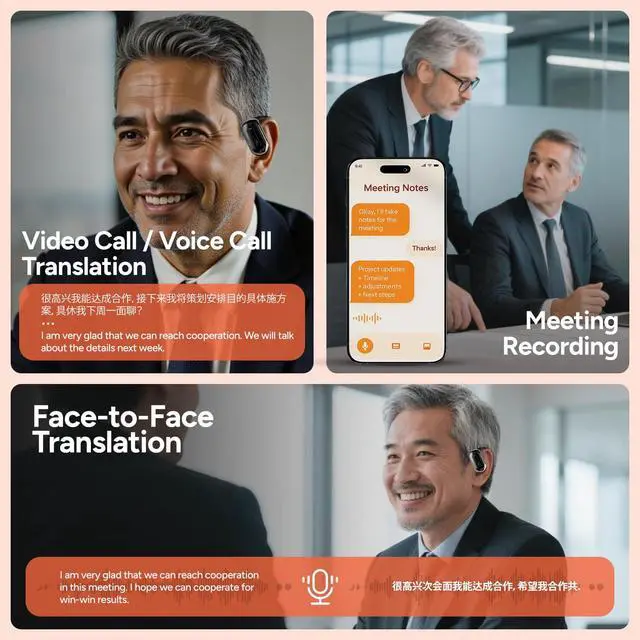 Alt view image 4 of 7 - AI Translation Earbuds Real Time | 144+ Languages with 60H Playtime for iOS & Android | Language Translator Earbuds with Noise Cancellation | Translating Headphones for Business & Learning Languages