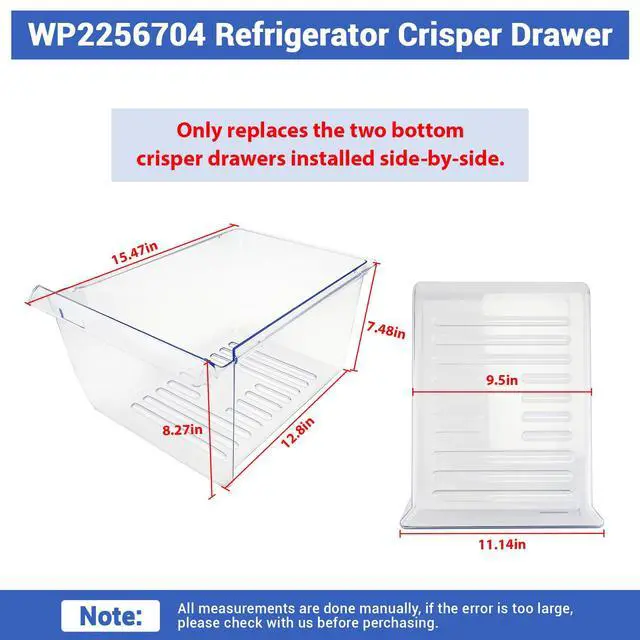 Alt view image 2 of 7 - WP2256704, 2256704 Refrigerator Crisper Drawer Compatible with whirlpool, kenmore, amana, maytag: WRT518SZFM00, WRT518SZFM02, W8RXEGMWB01, WRT518SZFG00 etc. Crisper Pan 1469225, PS11739936, AP6006849