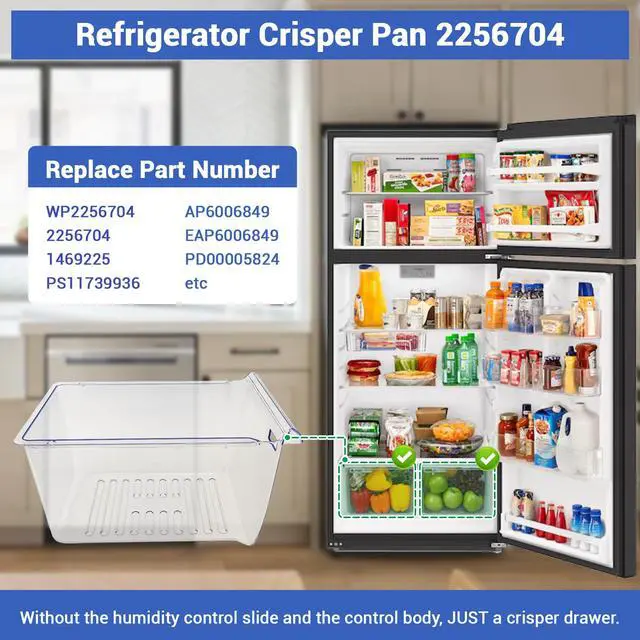 Alt view image 4 of 7 - WP2256704, 2256704 Refrigerator Crisper Drawer Compatible with whirlpool, kenmore, amana, maytag: WRT518SZFM00, WRT518SZFM02, W8RXEGMWB01, WRT518SZFG00 etc. Crisper Pan 1469225, PS11739936, AP6006849