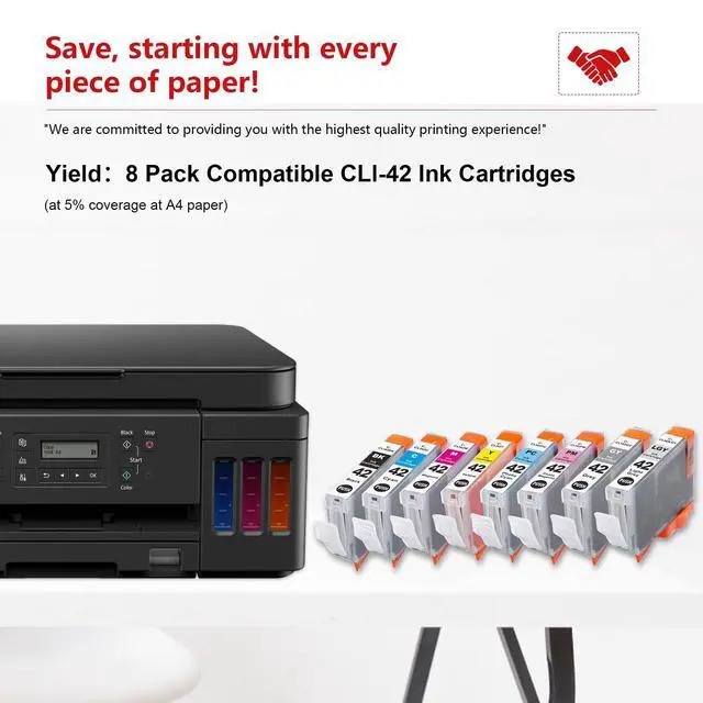 Alt view image 6 of 7 - CLI-42 CLI42 Ink Cartridges 8-Pack Compatible CLI 42 Ink Use for Pixma Pro-100 Pro 100 Pro-100S Printers (Black,Grey,Cyan,Light Grey,Photo Cyan,Magenta,Photo Magenta,Yellow)