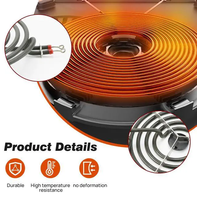 Alt view image 5 of 7 - MP22YA Electric Stove Range Burner Element and Black Porcelain Drip Pans | 5304430149 5304430150 Replace 318067041 318067051 Compatible with Frigidaire Ken-more | Upgrade by