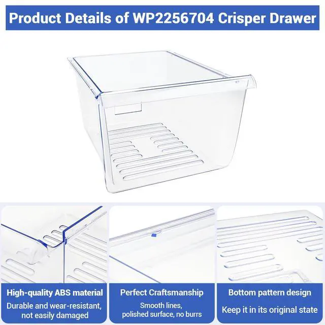 Alt view image 7 of 7 - WP2256704, 2256704 Refrigerator Crisper Drawer Compatible with whirlpool, kenmore, amana, maytag: WRT518SZFM00, WRT518SZFM02, W8RXEGMWB01, WRT518SZFG00 etc. Crisper Pan 1469225, PS11739936, AP6006849