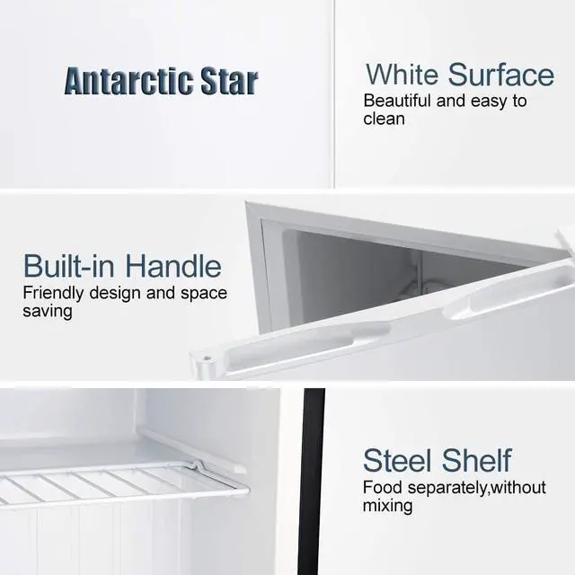 Alt view image 3 of 7 - 2.1 Cu.Ft Upright Freezer, Ultra-Compact Mini Freezer with Reversible Door, 7-Temp Control, Removable Shelves, Stainless Steel for Dorm, Home, Office, White