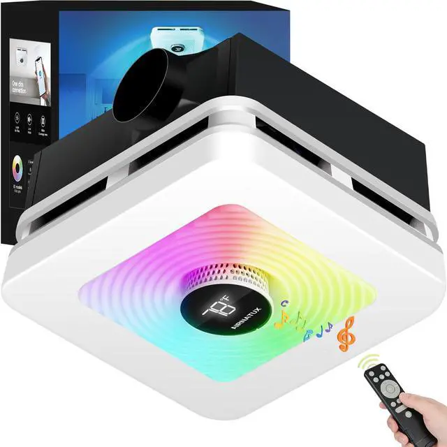 Main image of Bathroom Exhaust Fan with Light,230CFM Powerful Ventilation,7 LED | Options & 3 Dynamic Modes,3CCT&Stepless Dimming,Speaker Exhaust Fan With 1.0 Sone Quiet Operation,Bluetooth Remote Music