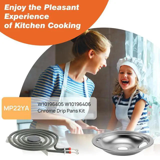 Alt view image 7 of 7 - Electric Range Burner Element Kit W10196405 W10196406 MP22YA Oven Top Drip Tray, 6 MP15YA and 8 MP21YA by | Compatible with Whirlpool, Ken.more, May.tag