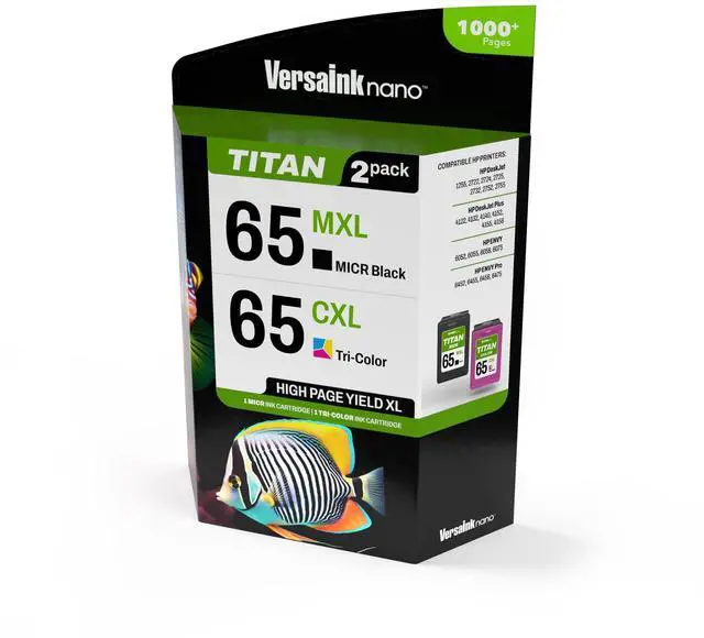 Alt view image 2 of 7 - Nano 65 MXL Titan-Magnetic Black & Color 2-Pack - Replaces 65 and 65 XL, Works with Deskjet 3700 Series, 2600 Series, Envy 5000 Series
