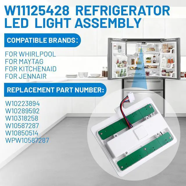 Alt view image 5 of 7 - WRX735SDBM03 WRX735SDBM02 WRX735SDBE00 WRX735SDBH01 Refrigerator Light Replacement for Whirlpool Refrigerator led Light, W11125428 Light Module Assembly Board Replace W10850514 WPW10587287