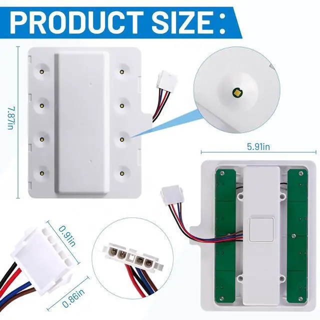Alt view image 6 of 7 - WRX735SDBM03 WRX735SDBM02 WRX735SDBE00 WRX735SDBH01 Refrigerator Light Replacement for Whirlpool Refrigerator led Light, W11125428 Light Module Assembly Board Replace W10850514 WPW10587287