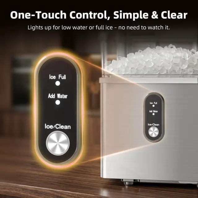 Alt view image 3 of 7 - Nugget Ice Maker Countertop, 35LBS/24H Pebble Ice Machine, Soft Chewable Sonic Ice in 8 Mins, Self-Cleaning Portable Ice Maker with Handle for Home/Office (Stainless Steel Silver)