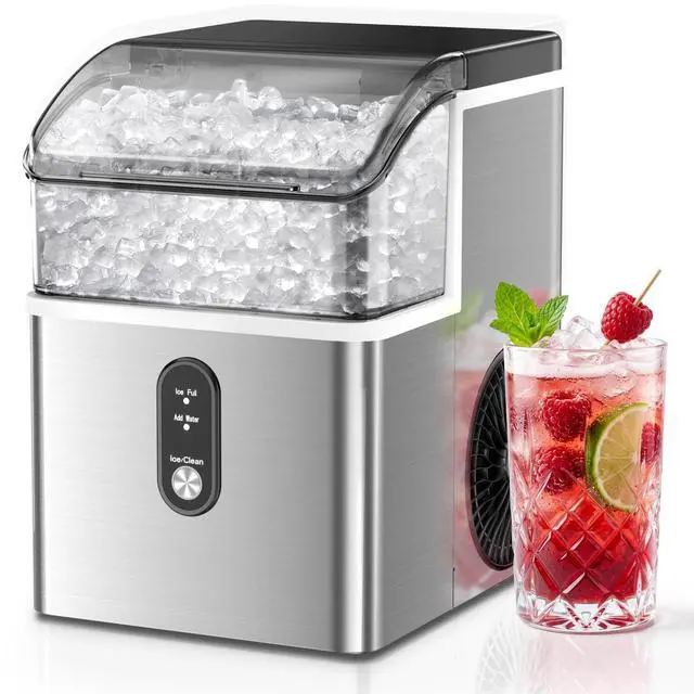 Main image of Nugget Ice Maker Countertop, 35LBS/24H Pebble Ice Machine, Soft Chewable Sonic Ice in 8 Mins, Self-Cleaning Portable Ice Maker with Handle for Home/Office (Stainless Steel Silver)