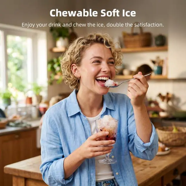 Alt view image 6 of 7 - Nugget Ice Maker Countertop, 35LBS/24H Pebble Ice Machine, Soft Chewable Sonic Ice in 8 Mins, Self-Cleaning Portable Ice Maker with Handle for Home/Office (Stainless Steel Silver)