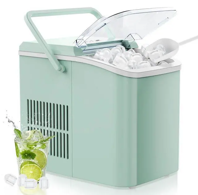 Main image of Ice Maker Machine with Handle,26lbs in 24 Hours, Portable Ice Maker | Auto-Cleaning with Basket and Scoop, 9 Cubes in 6 Mins, Countertop for Home, Kitchen, Camping, RV