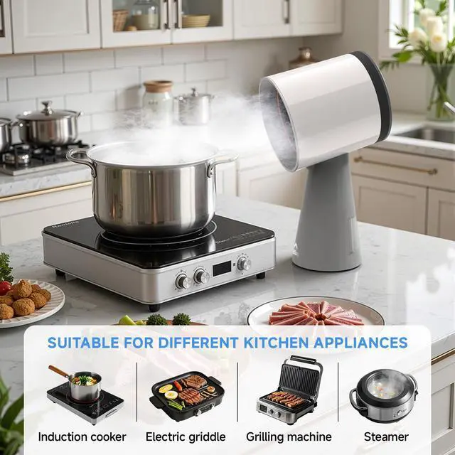 Alt view image 6 of 7 - Portable Range Hood 3-Speed Suction Desktop Compact Range Hood with 3 Activated Carbon High-Absorption Cotton Replace Filter Low Noise Kitchen Exhaust Fan (grey)