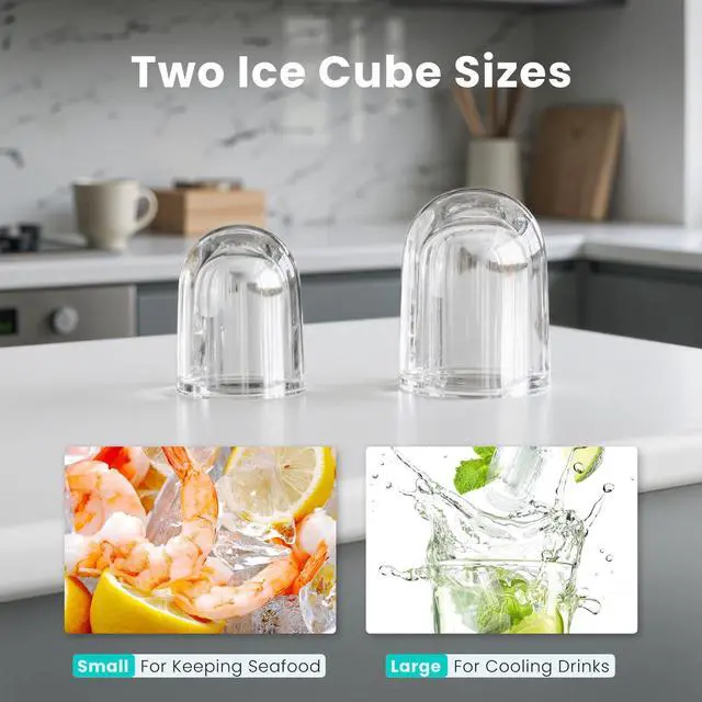 Alt view image 6 of 7 - Ice Maker Machine with Handle,26lbs in 24 Hours, Portable Ice Maker | Auto-Cleaning with Basket and Scoop, 9 Cubes in 6 Mins, Countertop for Home, Kitchen, Camping, RV