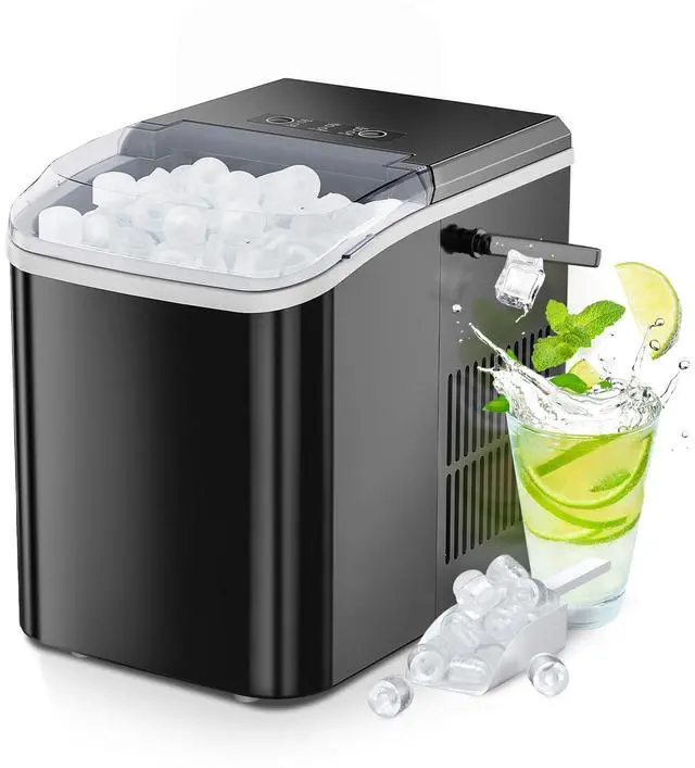 Main image of Ice Maker Machine with Handle,26lbs in 24 Hours, Portable Ice Maker | Auto-Cleaning with Basket and Scoop, 9 Cubes in 6 Mins, Countertop for Home, Kitchen, Camping, RV