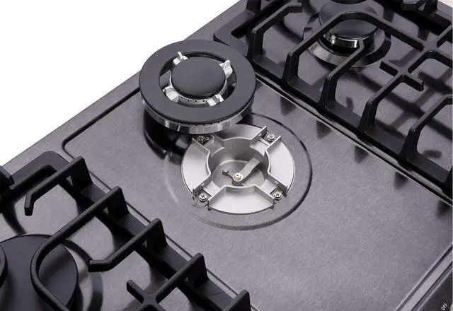Alt view image 3 of 7 - 30 Inch LPG/NG Gas Cooktop Dual Fuel 5 Sealed Brass Burner Stainless Steel Hob 110V AC pulse Ignition Stainless Steel Gas Cooktops DK257-B01 Gas Hob