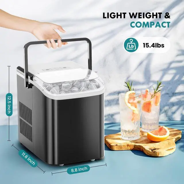 Alt view image 6 of 7 - Ice Maker Machine with Handle,26lbs in 24 Hours, Portable Ice Maker | Auto-Cleaning with Basket and Scoop, 9 Cubes in 6 Mins, Countertop for Home, Kitchen, Camping, RV