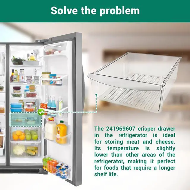 Alt view image 6 of 7 - 241969607 refrigerator Meat Drawer Compatible with frigidaire crosley etc refrigerators (Some models), Replaceable Models 241969601 241969602 241969603 241969606 4582798 OEM25113142 PS12364153 etc