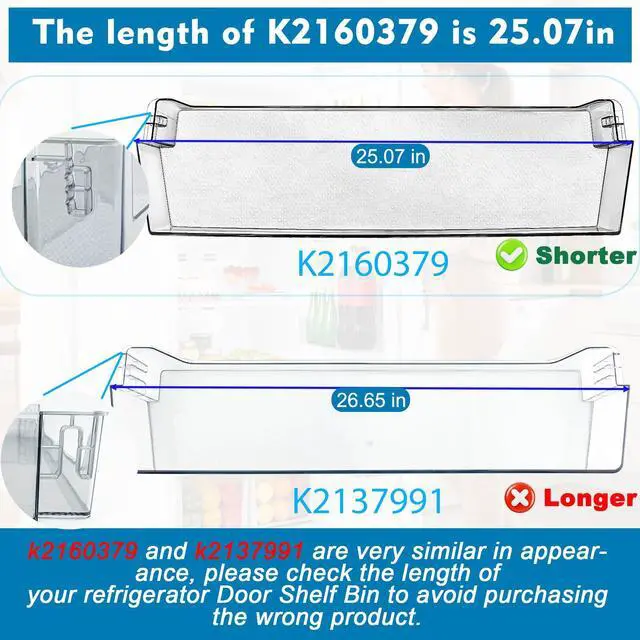 Alt view image 3 of 7 - HRT180N6AWD Long Door Bin Compatible with Hisense HRT180N6ABD, HRT180N6AVD, HRT180N6AWE Full Width Door Bin Part Number: K2160379