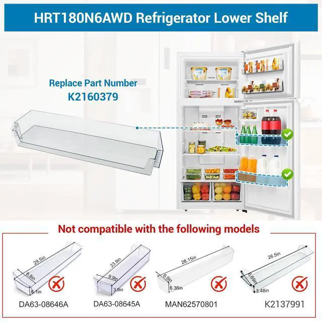 Alt view image 2 of 7 - HRT180N6AWD Long Door Bin Compatible with Hisense HRT180N6ABD, HRT180N6AVD, HRT180N6AWE Full Width Door Bin Part Number: K2160379