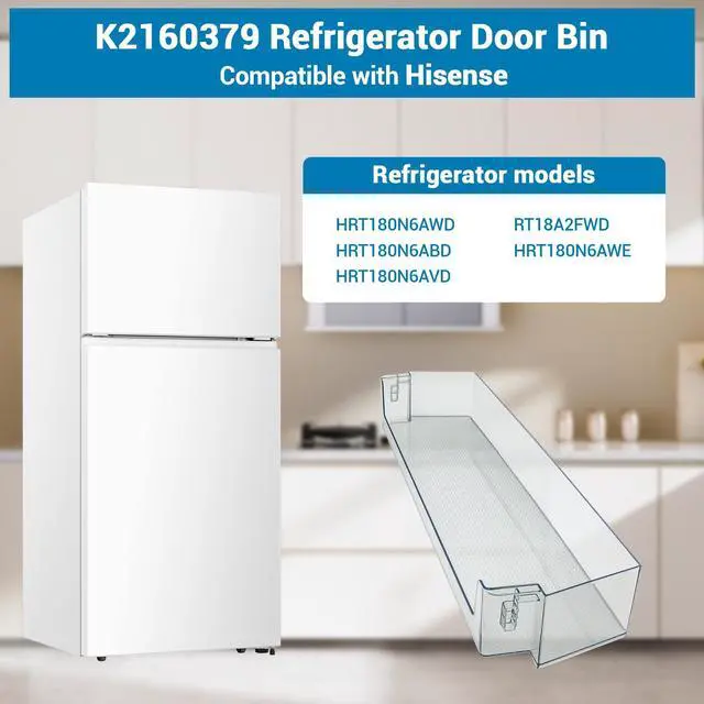 Alt view image 7 of 7 - HRT180N6AWD Long Door Bin Compatible with Hisense HRT180N6ABD, HRT180N6AVD, HRT180N6AWE Full Width Door Bin Part Number: K2160379