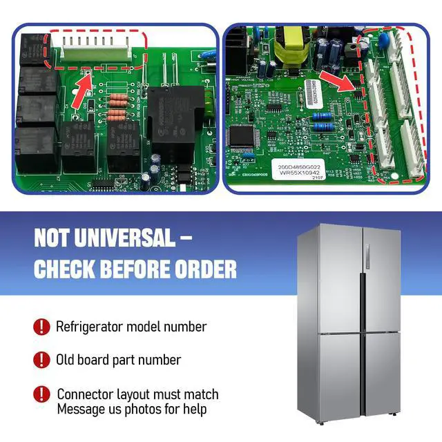 Alt view image 3 of 6 - WR55X10942C WR55X10942 Control Board Replacement for GE Refrigerator | Replace WR55X10942P WR55X11130 WR55X10552 WR55X10656 WR55X10996 WR55X11072 WR55X10775, Non-Universal