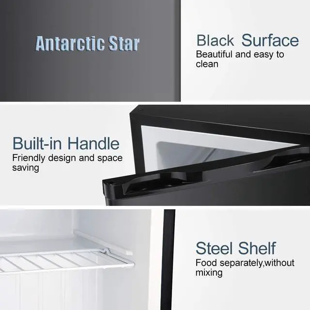 Alt view image 2 of 5 - 2.1 Cu.Ft Upright Freezer, Ultra-Compact Mini Freezer with Reversible Door, 7-Temp Control & Removable Shelves, Stainless Steel for Dorm, Home, Office, Black