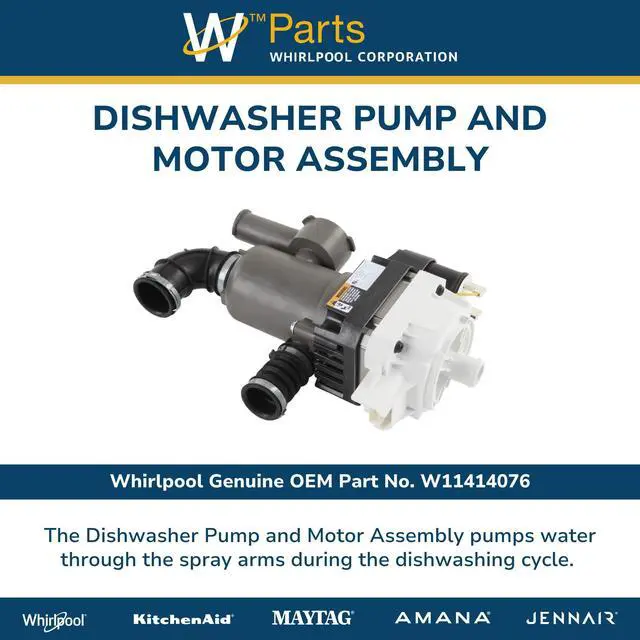 Alt view image 4 of 6 - W11414076 Genuine OEM Dishwasher Pump and Motor Assembly Replacement Part - Replaces W11122133