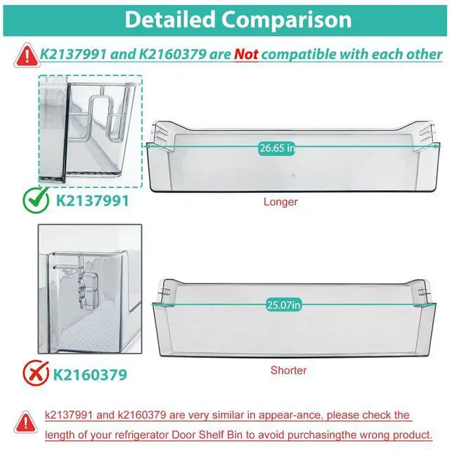 Alt view image 3 of 7 - HRB171N6ASE Refrigerator Section Long Door Bin Compatible with Hisense Refrigerator Door Shelf HRB171N6BSE, HRB171N6AWE, HRB171N6ABE, MRB172N6AWE, RB17A2CWE. 26.65 in Full Width Door Bin K2137991