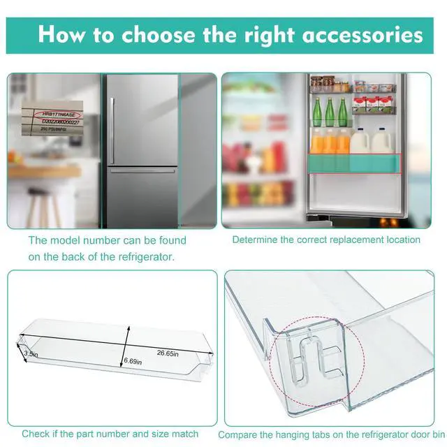 Alt view image 6 of 7 - HRB171N6ASE Refrigerator Section Long Door Bin Compatible with Hisense Refrigerator Door Shelf HRB171N6BSE, HRB171N6AWE, HRB171N6ABE, MRB172N6AWE, RB17A2CWE. 26.65 in Full Width Door Bin K2137991