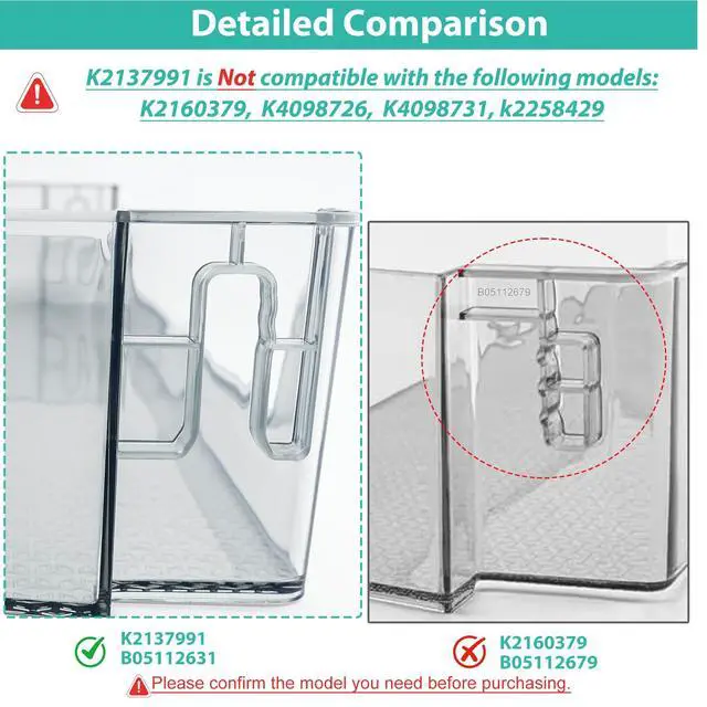 Alt view image 7 of 7 - HRB171N6ASE Refrigerator Section Long Door Bin Compatible with Hisense Refrigerator Door Shelf HRB171N6BSE, HRB171N6AWE, HRB171N6ABE, MRB172N6AWE, RB17A2CWE. 26.65 in Full Width Door Bin K2137991