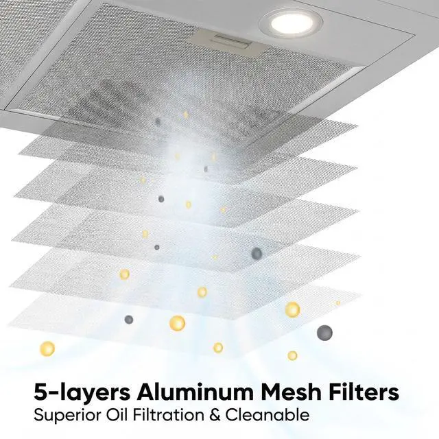 Alt view image 5 of 7 - Range Hood 30 inch Wall Mount 550CFM Ducted Ductless Stove Vent Hood with 2 LED Light for Kitchen, Stainless Steel, Push Button, Easy to Install, CAS75206P-N