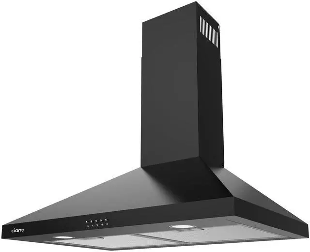 Main image of Black Wall Mount Range Hood 30 inch 550 CFM Stove Vent Hood with 2 LED Light for Kitchen, 3 Speed Fan, Ducted & Ductless Mode, Push Button, Easy to Install, CAB75206P-N