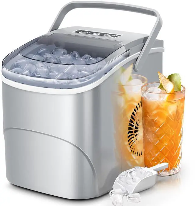 Main image of Ice Makers Countertop,26Lbs/24H,9 Cubes in 6 Mins,Portable Ice Maker Machine with Self-Cleaning,2 Sizes of Bullet Ice,Perfect for Home Kitchen(Grey)