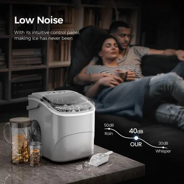 Alt view image 7 of 7 - Ice Makers Countertop,26Lbs/24H,9 Cubes in 6 Mins,Portable Ice Maker Machine with Self-Cleaning,2 Sizes of Bullet Ice,Perfect for Home Kitchen(Grey)