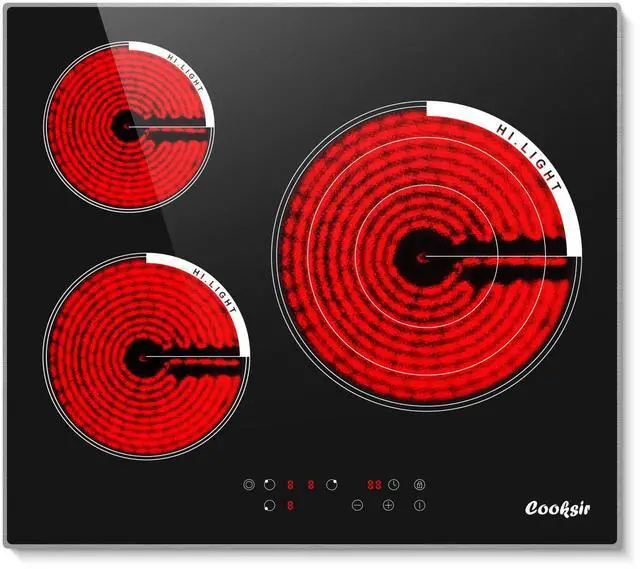 Main image of 24 Inch Electric Cooktop 3 Burner 5700W | 24" Electric Stove Built-in, 3 Burners Electric Cook Top with Touch Control, Timer, Safety Lock, 220V Hard Wired (No Plug)