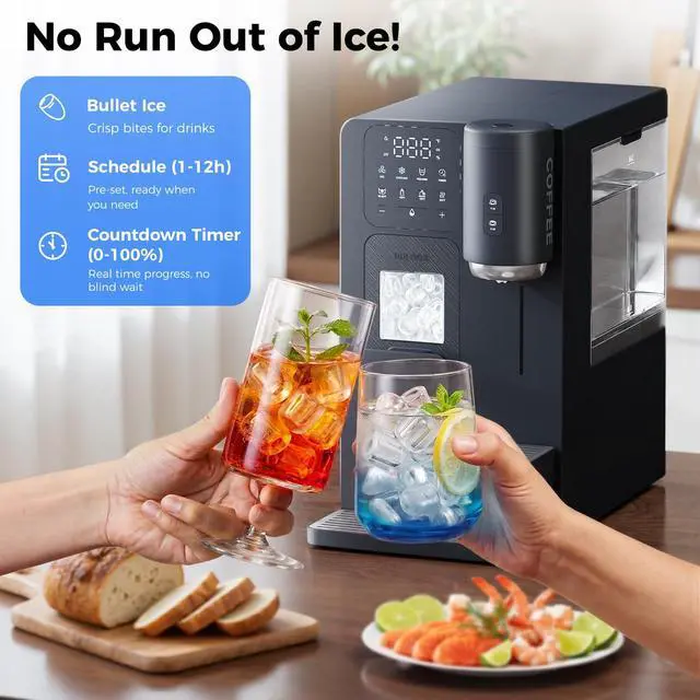 Alt view image 4 of 7 - 3-in-1 Water Dispenser with Ice Maker and K-Cup® Ground Coffee Brewer | Hot/Cold/Warm 5-15oz Adjustable Water, Bullet Ice In 8-12 Mins, 12H Timer, Countdown Timer, Ideal For Home Office Studio Gift