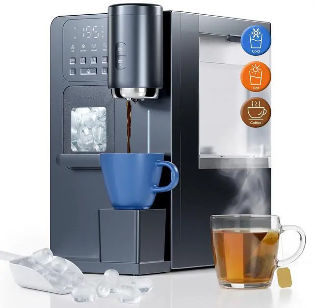 Main image of 3-in-1 Water Dispenser with Ice Maker and K-Cup® Ground Coffee Brewer | Hot/Cold/Warm 5-15oz Adjustable Water, Bullet Ice In 8-12 Mins, 12H Timer, Countdown Timer, Ideal For Home Office Studio Gift