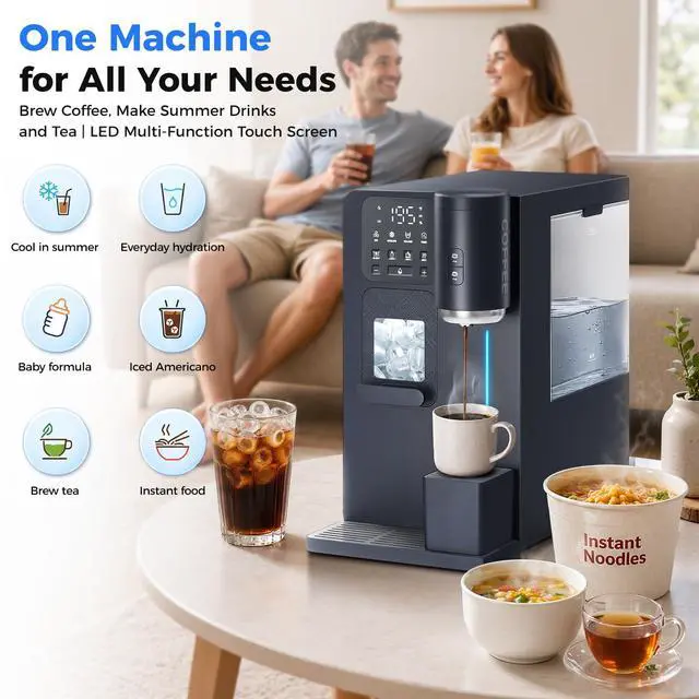 Alt view image 5 of 7 - 3-in-1 Water Dispenser with Ice Maker and K-Cup® Ground Coffee Brewer | Hot/Cold/Warm 5-15oz Adjustable Water, Bullet Ice In 8-12 Mins, 12H Timer, Countdown Timer, Ideal For Home Office Studio Gift